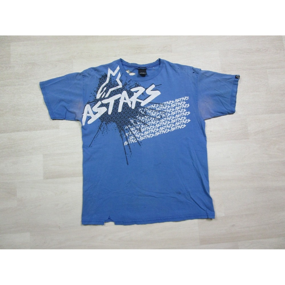 VINTAGE Alpinestars Men's T Shirt (L) 1990s Y2K Motocross Racing Tee Distressed
